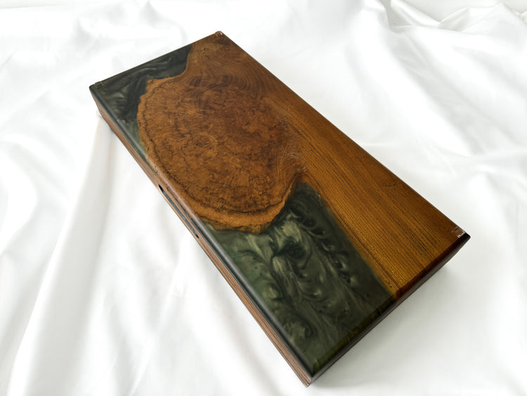 Backgammon din lemn și rășină epoxidică