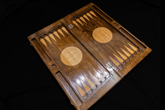 Талисман Дечебала из бронзы – набор (шахматная доска + шашки), 60×60 см, бук